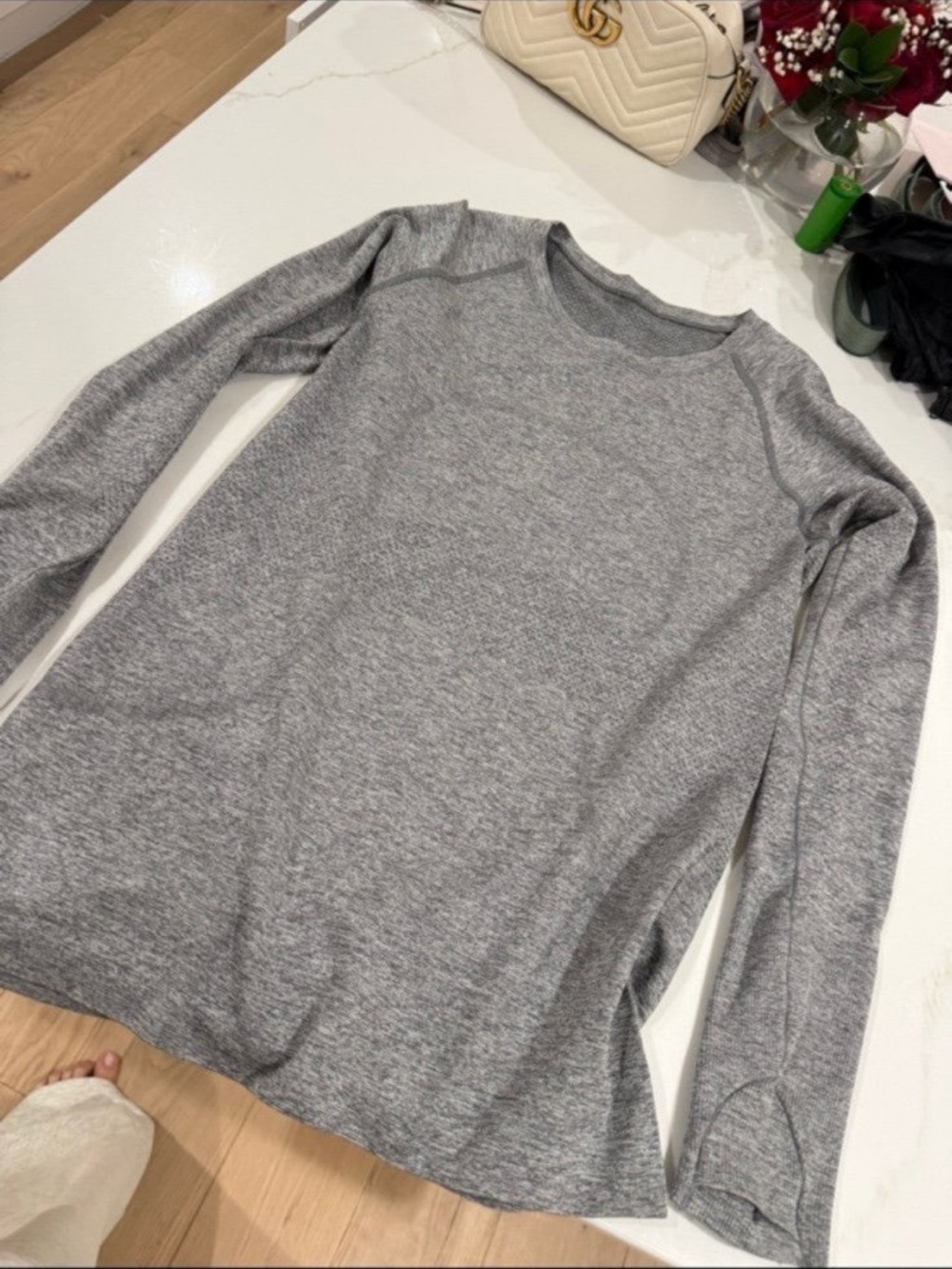 lululemon athletica Heather Gray Long-Sleeve Crew Top